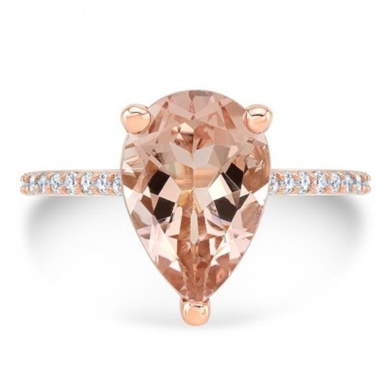 14K Rose Gold Pinkish Peach Morganite Ring