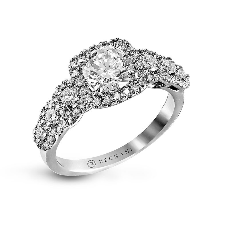 14k Gold White ZR494 Engagement Ring
