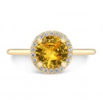 14K Yellow Gold 1.17ct Round Cut Yellow Sapphire Ring