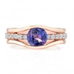 14K Rose Gold Violet Sapphire Semi-Bezel Ring