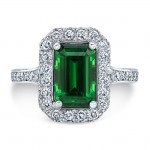 Platinum 2.20CT Emerald Cut Tsavorite Ring