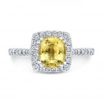 14K White Gold Yellow Sapphire Halo Ring
