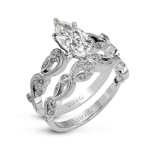 MARQUISE-CUT TRELLIS ENGAGEMENT RING & MATCHING WEDDING BAND IN PLATINUM WITH DIAMONDS