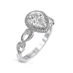 PEAR-CUT HALO ENGAGEMENT RING IN PLATINUM WITH DIAMONDS