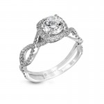14k Gold White ZR629 Engagement Ring
