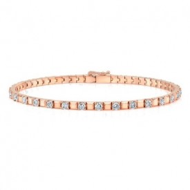 14K Rose Gold Diamond Alternating Tennis Bracelet