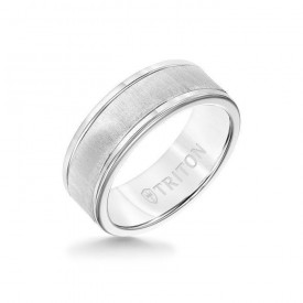8MM White Tungsten Carbide Ring