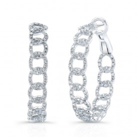 18k Chain Diamond Hoop Earrings