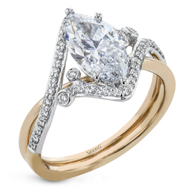 MARQUISE-CUT CRISS-CROSS ENGAGEMENT RING IN 18K GOLD WITH DIAMONDS