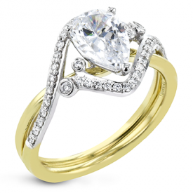 PEAR-CUT CRISS-CROSS ENGAGEMENT RING IN 18K GOLD WITH DIAMONDS