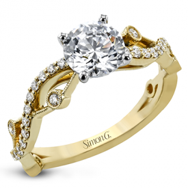 ROUND-CUT CRISS-CROSS ENGAGEMENT RING IN 18K GOLD WITH DIAMONDS
