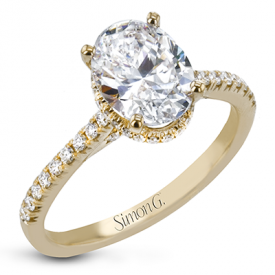 OVAL-CUT HIDDEN HALO ENGAGEMENT RING IN 18K GOLD WITH DIAMONDS