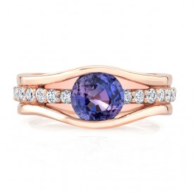 14K Rose Gold 1.52ct Round Cut Purple Sapphire Ring