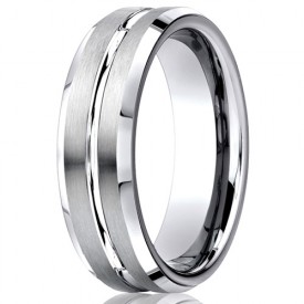 Benchmark 7mm Brushed Cobalt Chrome Ring with Polished Center Groove