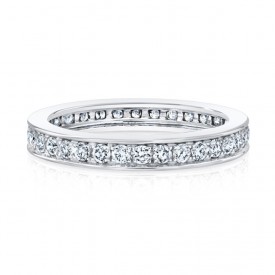 18k White Single Row Micropave Eternity Band