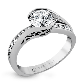 14k Gold White ZR1049 Engagement Ring