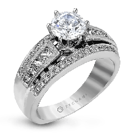 14k Gold White ZR119 Engagement Ring