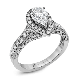 14k Gold White ZR1383 Engagement Ring
