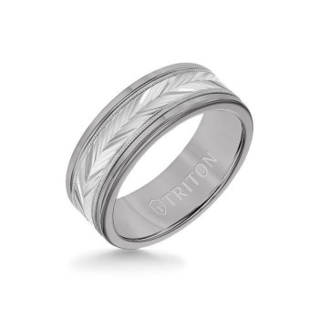 8MM Grey Tungsten Carbide Ring
