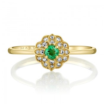 MARS Fashion Ring, 0.11 Emerald, 0.08 Dia Ctw.