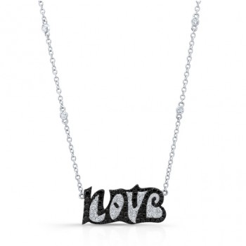 18K Love Necklace with Black & White Diamonds