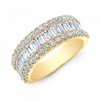 18k Baguette and Round Brilliant Diamond Band