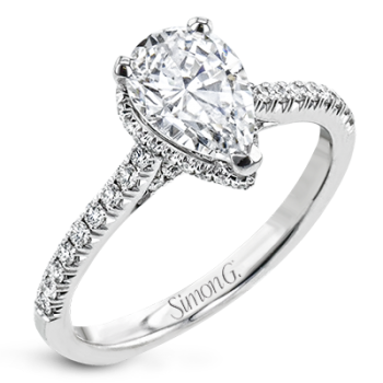 PEAR-CUT HIDDEN HALO ENGAGEMENT RING IN PLATINUM WITH DIAMONDS