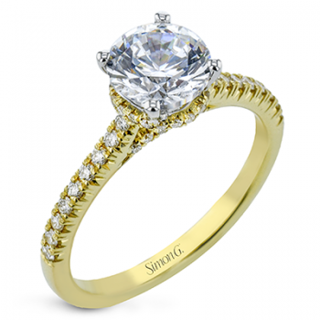 ROUND-CUT HIDDEN HALO ENGAGEMENT RING IN 18K GOLD WITH DIAMONDS