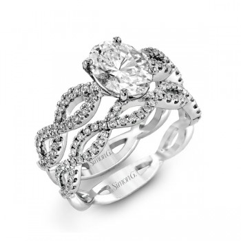 OVAL-CUT CRISS-CROSS ENGAGEMENT RING & MATCHING WEDDING BAND IN PLATINUM WITH DIAMONDS