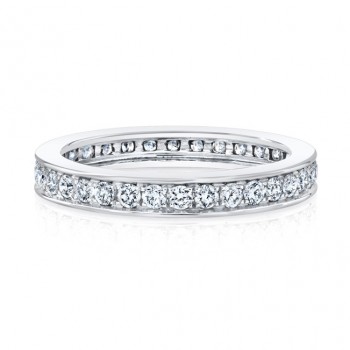 18k White Single Row Micropave Eternity Band