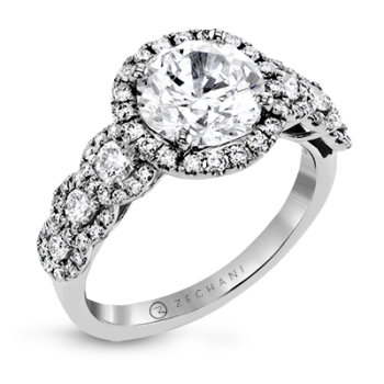 14k Gold White ZR1494 Engagement Ring